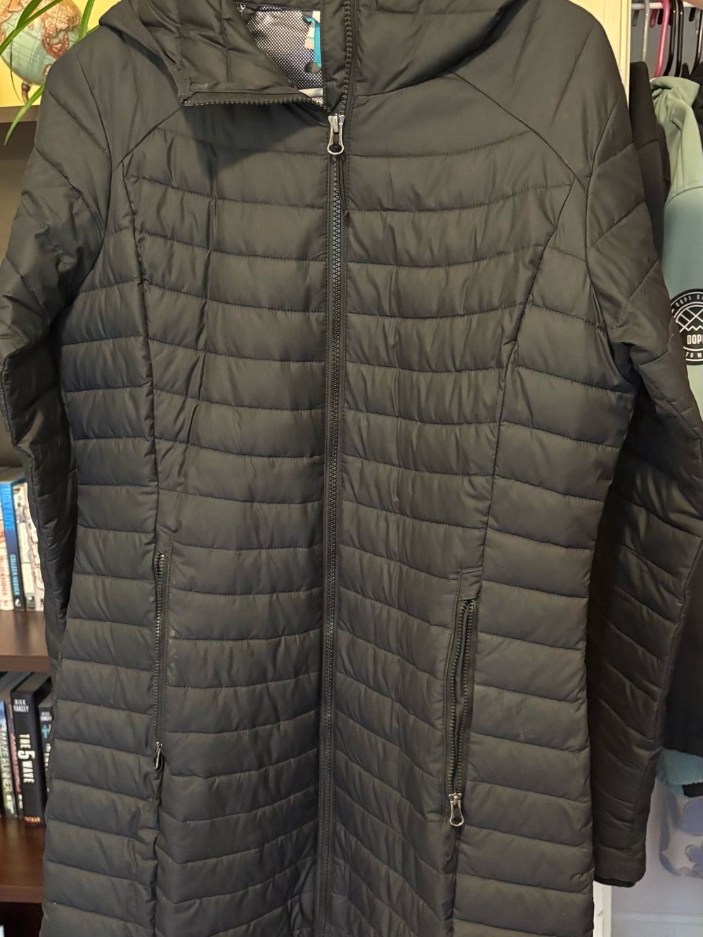 Columbia Women's Black Quilted Long Puffer Jacket with Hood